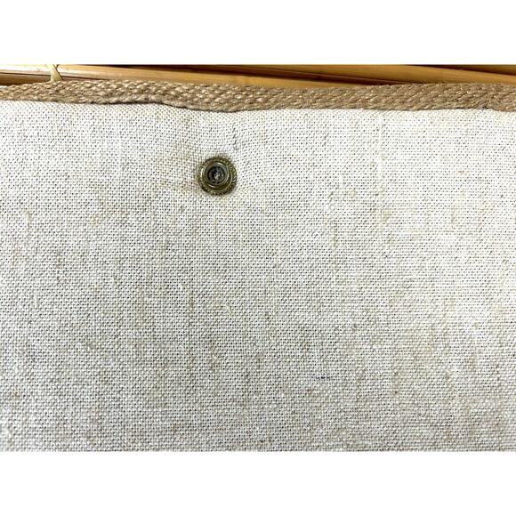 Clutch/Summer Handbag-Bamboo Handle Lgt.Tan/Navy B. - Picture 7 of 10